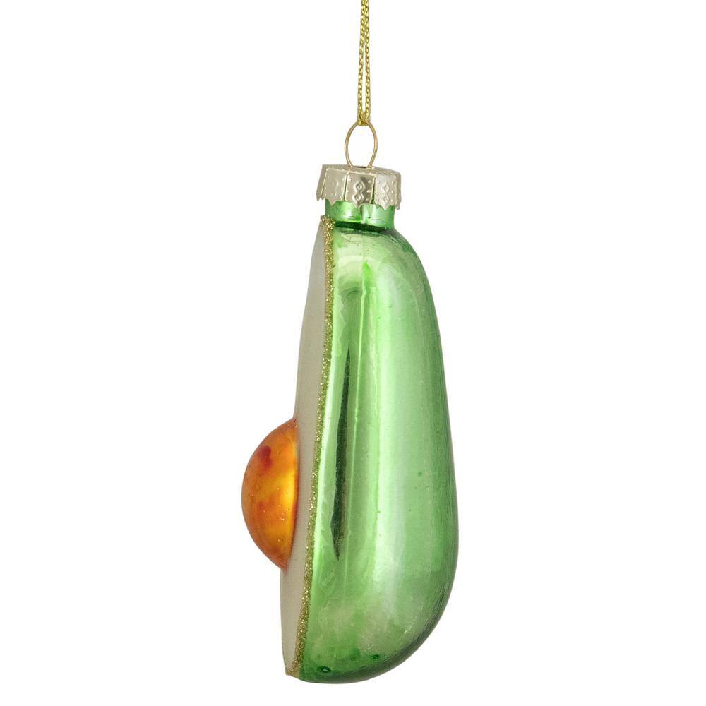 3.5 in. Green and White Avocado Glass Christmas Ornament - Hercitys