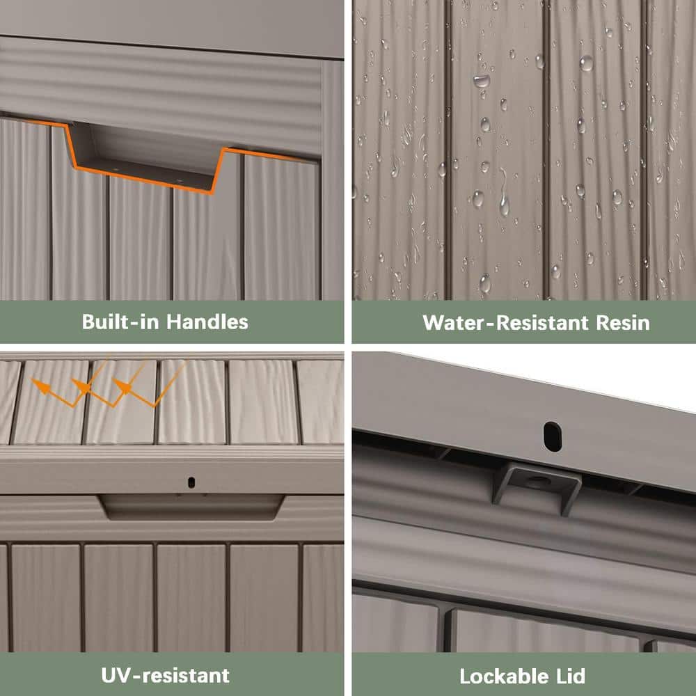 45 Gal. Light Brown Resin Deck Box with Lockable Lid - Hercitys