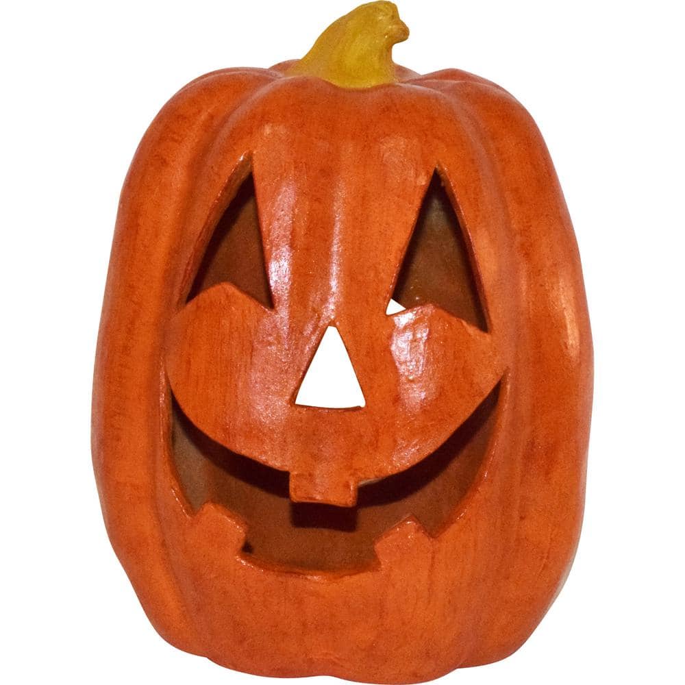14 in. H x 10 in. Dia Halloween Tabletop Jack-O-Lantern, Orange - Hercitys