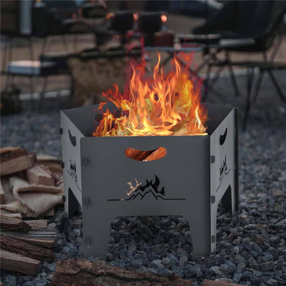 19 in. Carbon Steel Charcoal Fire Pit in Black with Storage Bag - Hercitys