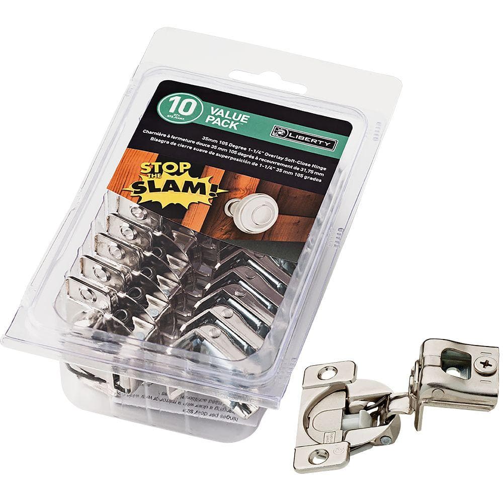 5 Pair Face Frames 35 mm 105-Degree 1-1/4 in. Overlay Soft Close Nickel Cabinet Hinge (10 Pieces) - Hercitys