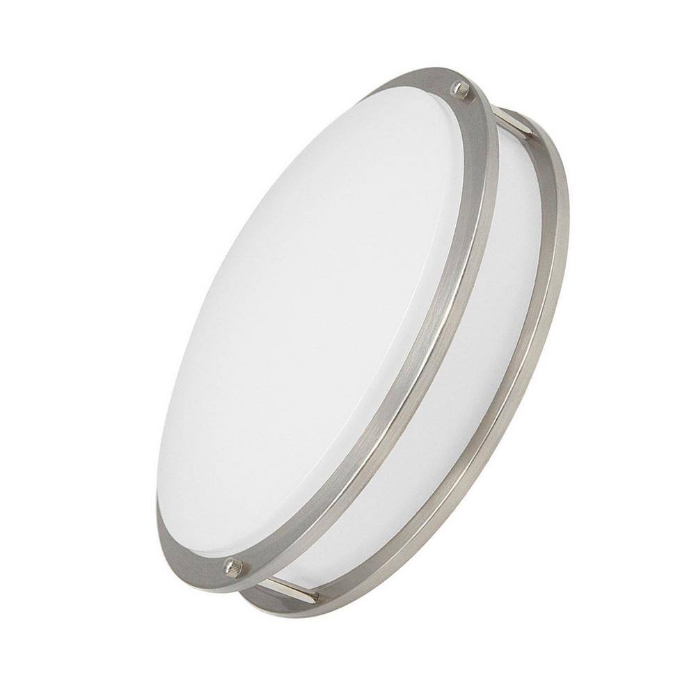 12 in. Brushed Nickel Dimmable LED 3000K Warm White Flush Mount Light Fixture - Hercitys