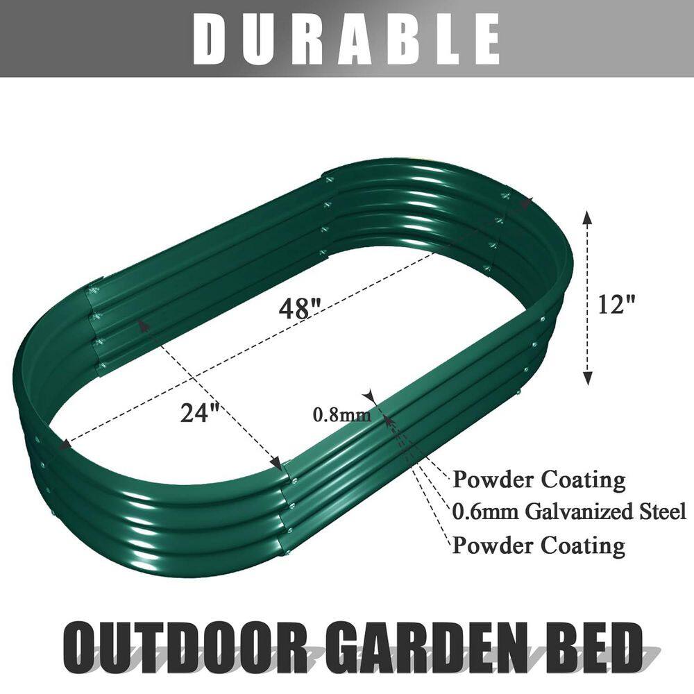 4 x 2 x 1 ft. Galvanized Steel Oval Outdoor Raised Garden Beds Anti-Rust Metal Planter Box for Garden (2-Pack) - Hercitys