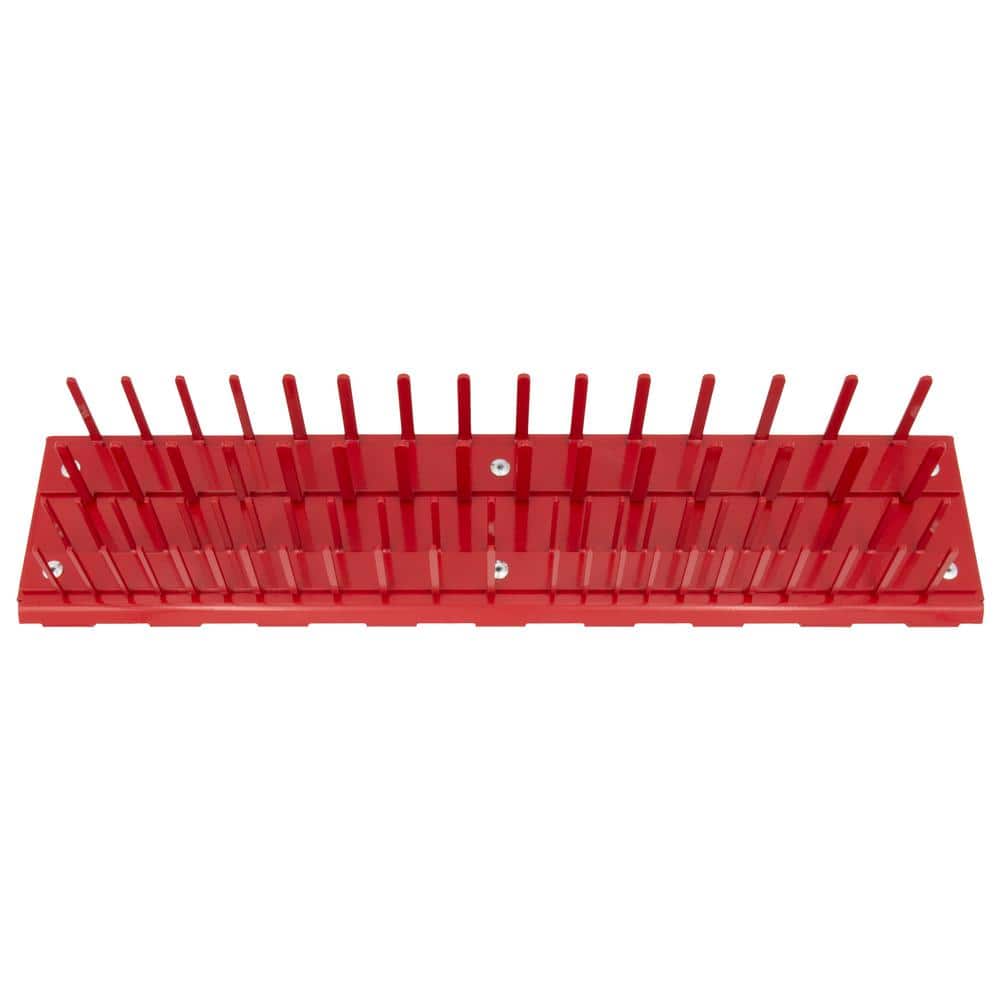 18 in. W Steel 76 Pin Removable Socket Holder Accessory, Red - Hercitys