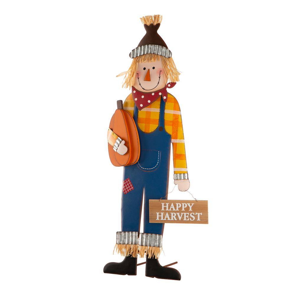 36 in. H Fall Metal Scarecrow Yard Stake/Standing/Hanging Sign (KD, 3-Function) - Hercitys