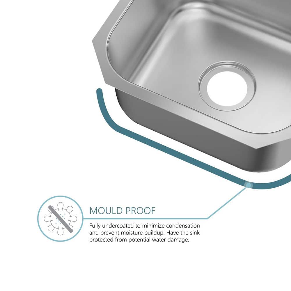 18-Gauge Stainless Steel 18 in. Undermount Single Bowl Bar Sink - Hercitys