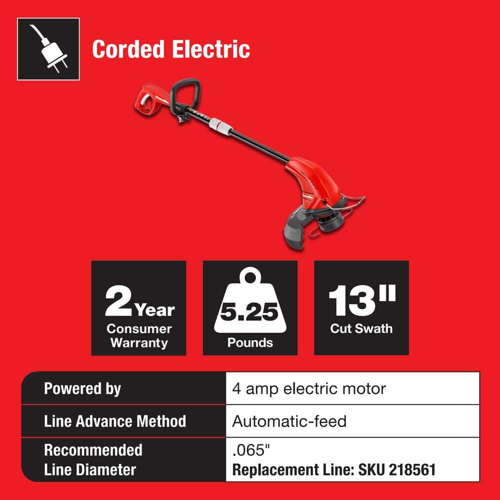 13 in. 4 Amp Straight Electric String Trimmer - Hercitys