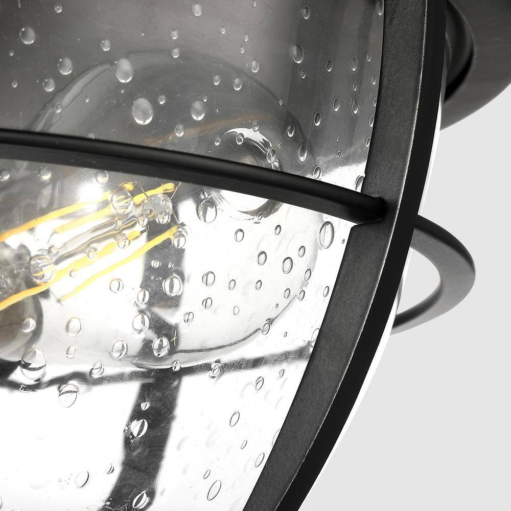 12.8 in. 2-Light Matte Black Barreled Cage Flush Mount Ceiling Light - Hercitys