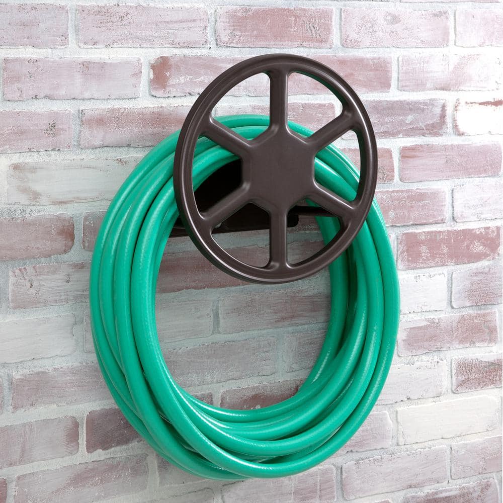 125 ft. Black Steel Durable Wall Mounted Garden Hose Reel - Hercitys