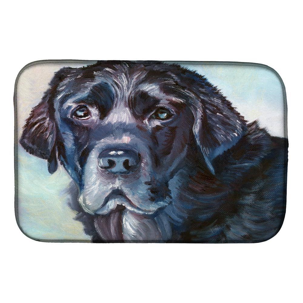 14 in. x 21 in. Multicolor Black Labrador Face Dish Drying Mat - Hercitys