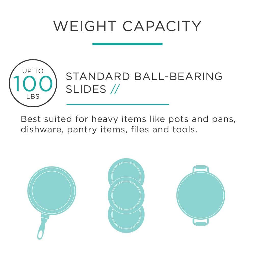 4 Pairs 22 in. Full Extension Ball Bearing Side Mount Drawer Slide 4-Pairs (8 Pieces) - Hercitys