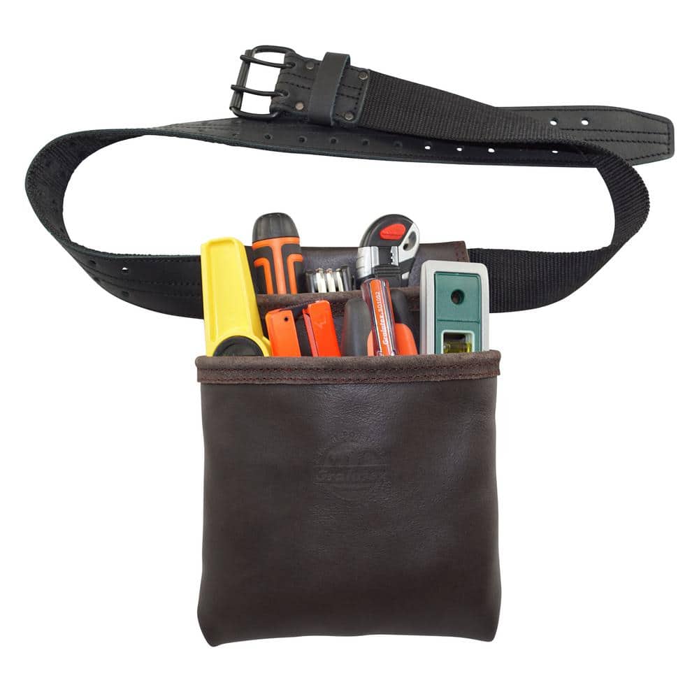 2-Pocket Oil Tanned Leather Nail and Tool Pouch - Hercitys