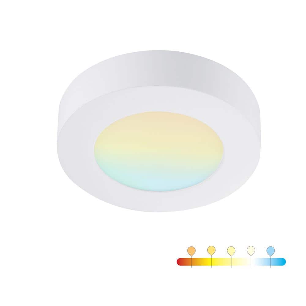 5.5 in. Round Color White Selectable Integrated LED Flush Mount Downlight - Hercitys
