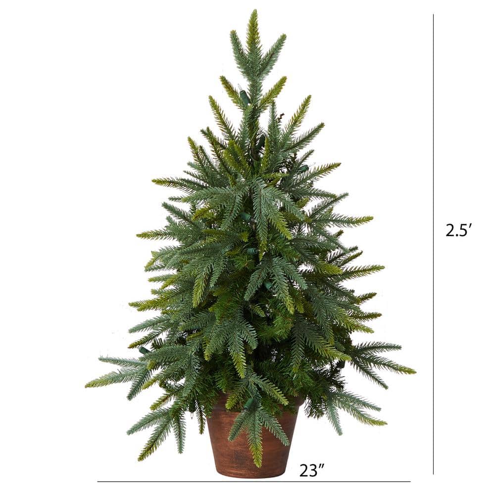 2.5 ft. Artificial Christmas Tree with Copper Planter and Clear Lights - Hercitys