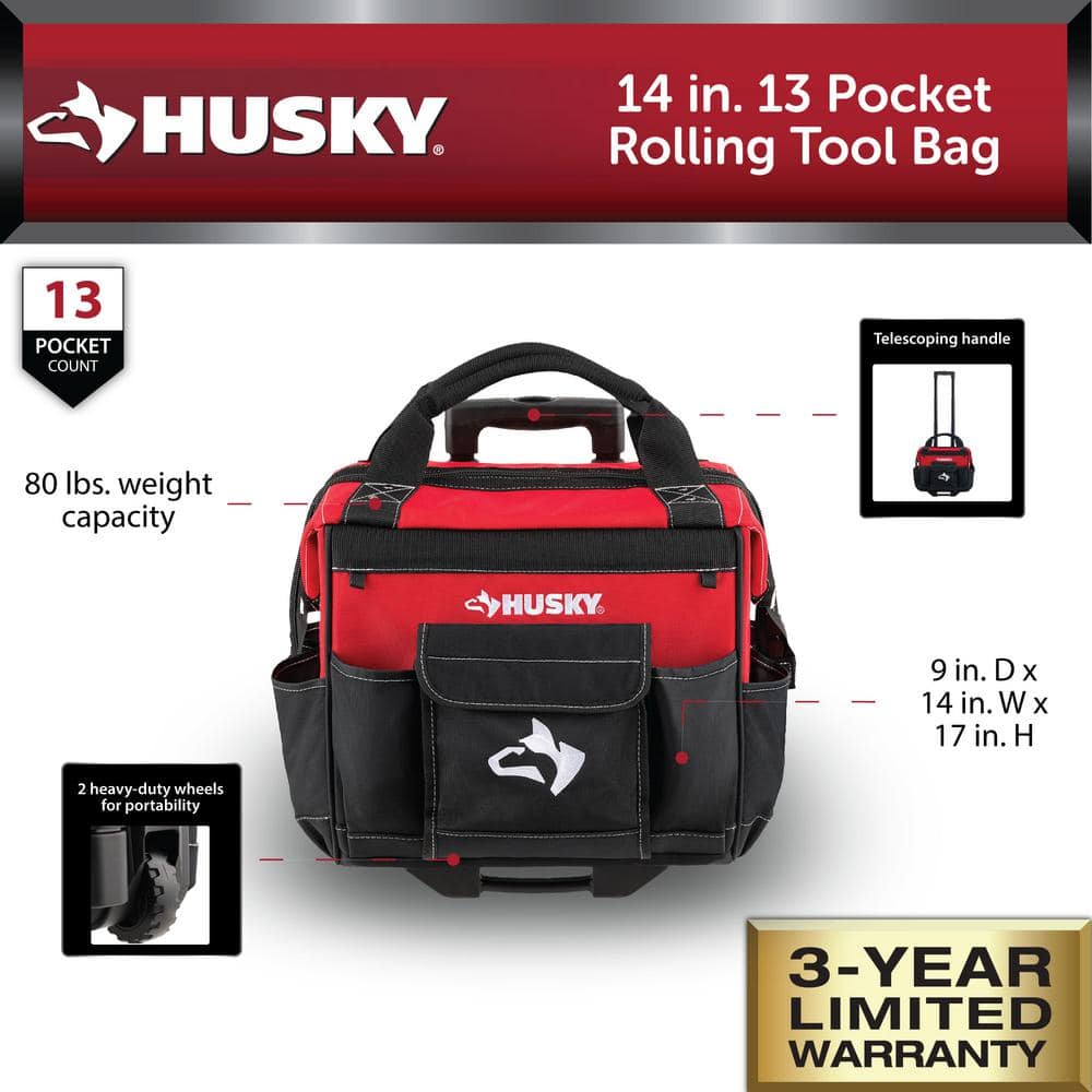 14 in. 13 Pocket Rolling Tool Bag - Hercitys