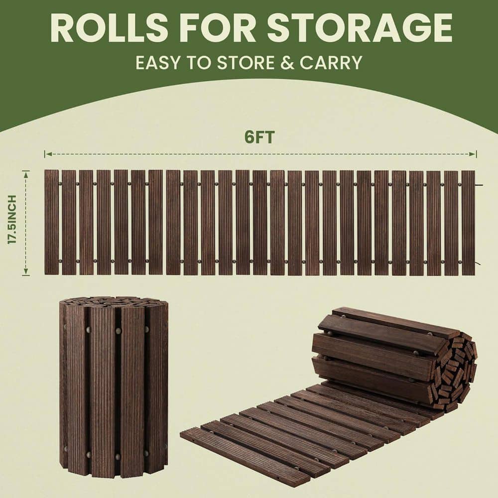 11.5 ft. Roll-Out Wooden Garden Pathway, Weather-Resistant and Non-Slip Patio Path, Brown - Hercitys