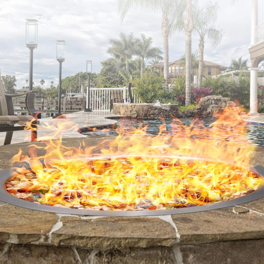 18 in. Round Drop-in Fire Pit Pan, Stainless Steel Fire Pit Burner Kit, Natural and Propane Gas Fire Pan with 150000 BTU - Hercitys