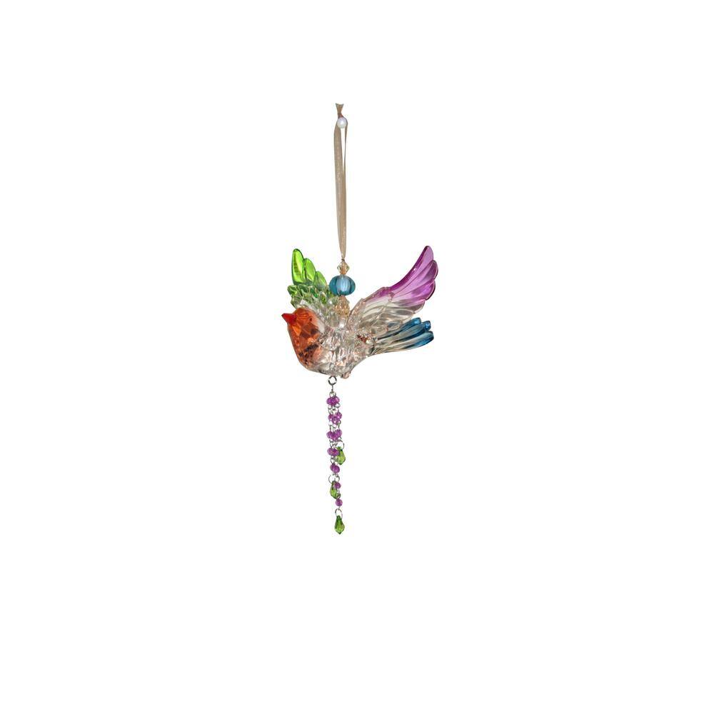 5 in. Hanging Acrylic Chickadee Ornaments with Beaded Tassels in 6 Assorted Colors - Hercitys