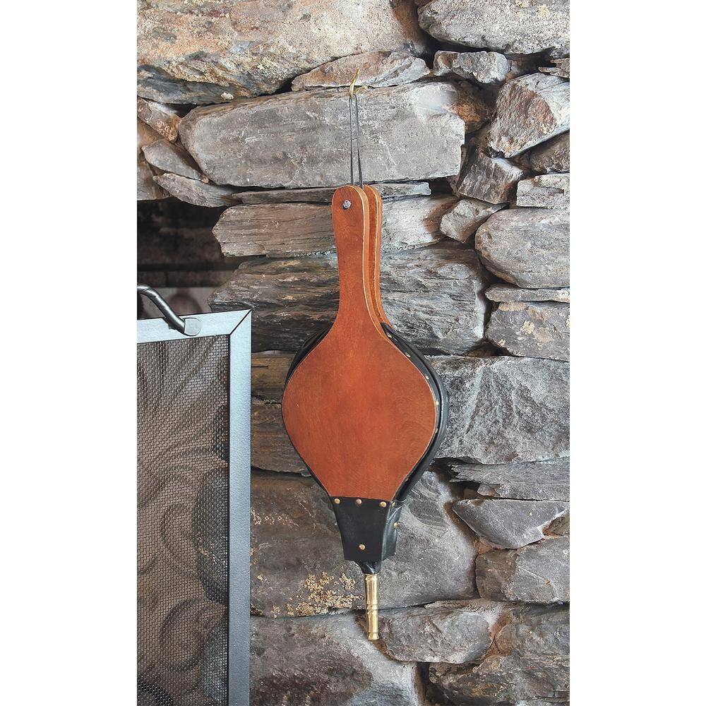 15 in. L Natural Wood Black and Brass Small Classic Fire-Starting Bellow - Hercitys