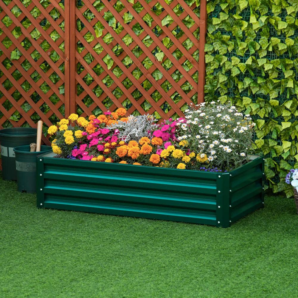 4 ft. x 2 ft. x 1 ft. Green Steel Raised Garden Bed Box - Hercitys