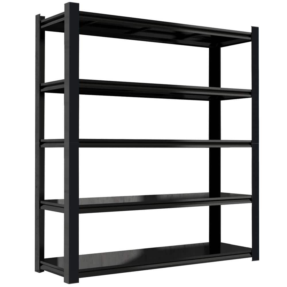 5-Tier Black Adjustable Heavy Duty Metal Garage Shelving Unit (47.24 in. W x 83.86 in. H x 23.62 in. D) - Hercitys