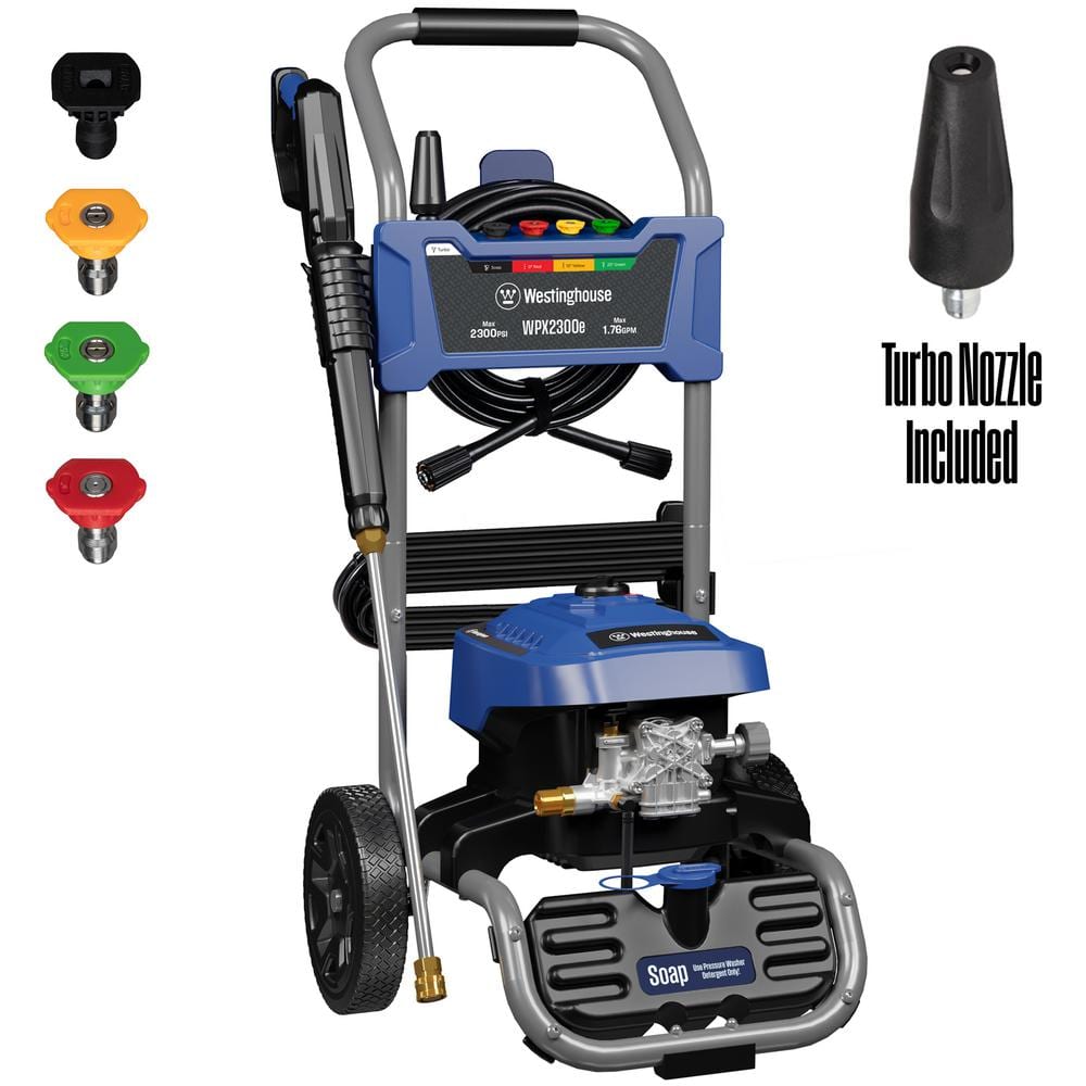 2300 PSI 1.76 GPM 13 Amp Cold Water Electric Powered Pressure Washer with Turbo Nozzle and 5-Quick Connect Tips - Hercitys