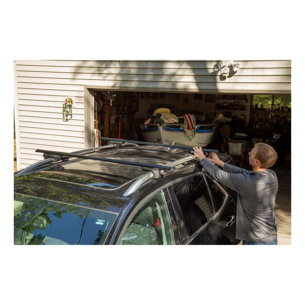150 lbs. Capacity 53-3/8 in. Black Aluminum Universal Roof Rack Cross Bars (2-Pack) - Hercitys
