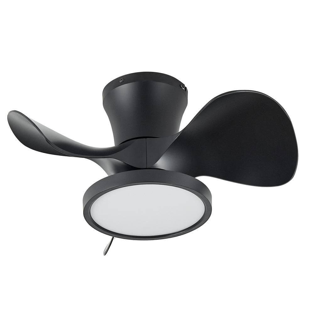 22 in. LED Indoor Black Small Ceiling Fan with Light and Remote and Reversible DC Motor 3 Blades - Hercitys
