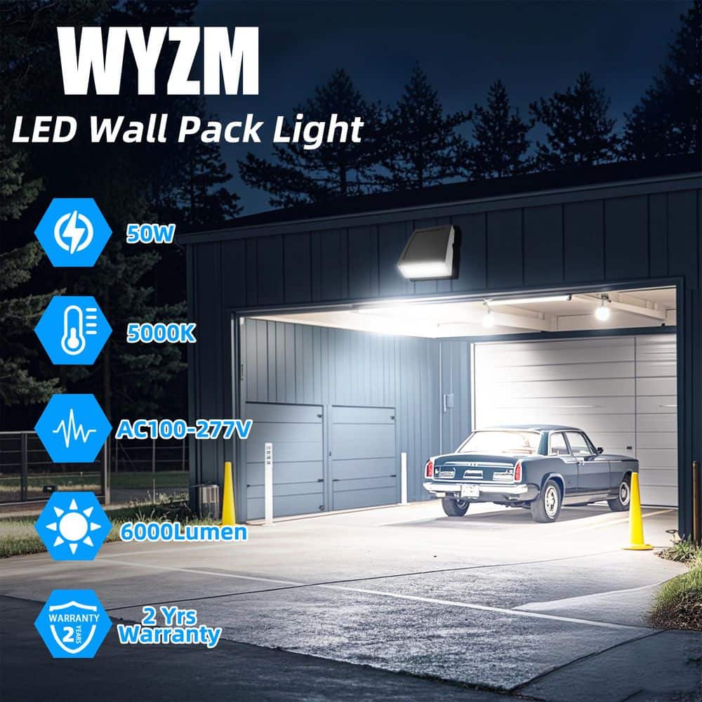 250Watt Equivalent Integrated LED 5000K 6000lm Wall Pack Light Bronze Dusk to Dawn IP65,0-90°Adjustable Full Cutoff - Hercitys
