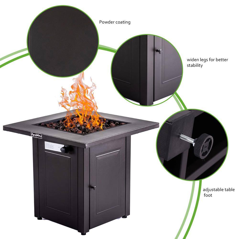 28 in. x 24 in. H 50000 BTU Square Steel Propane Mocha Fire Pit Table - Hercitys