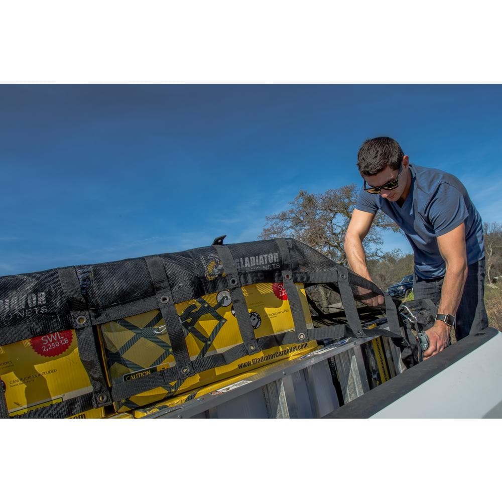 4.75 ft. x 5.25 ft. Heavy-Duty Cargo Net, Integrated Mesh, Adjustable, Load Certified, 4 Straps and Bag Included - Hercitys