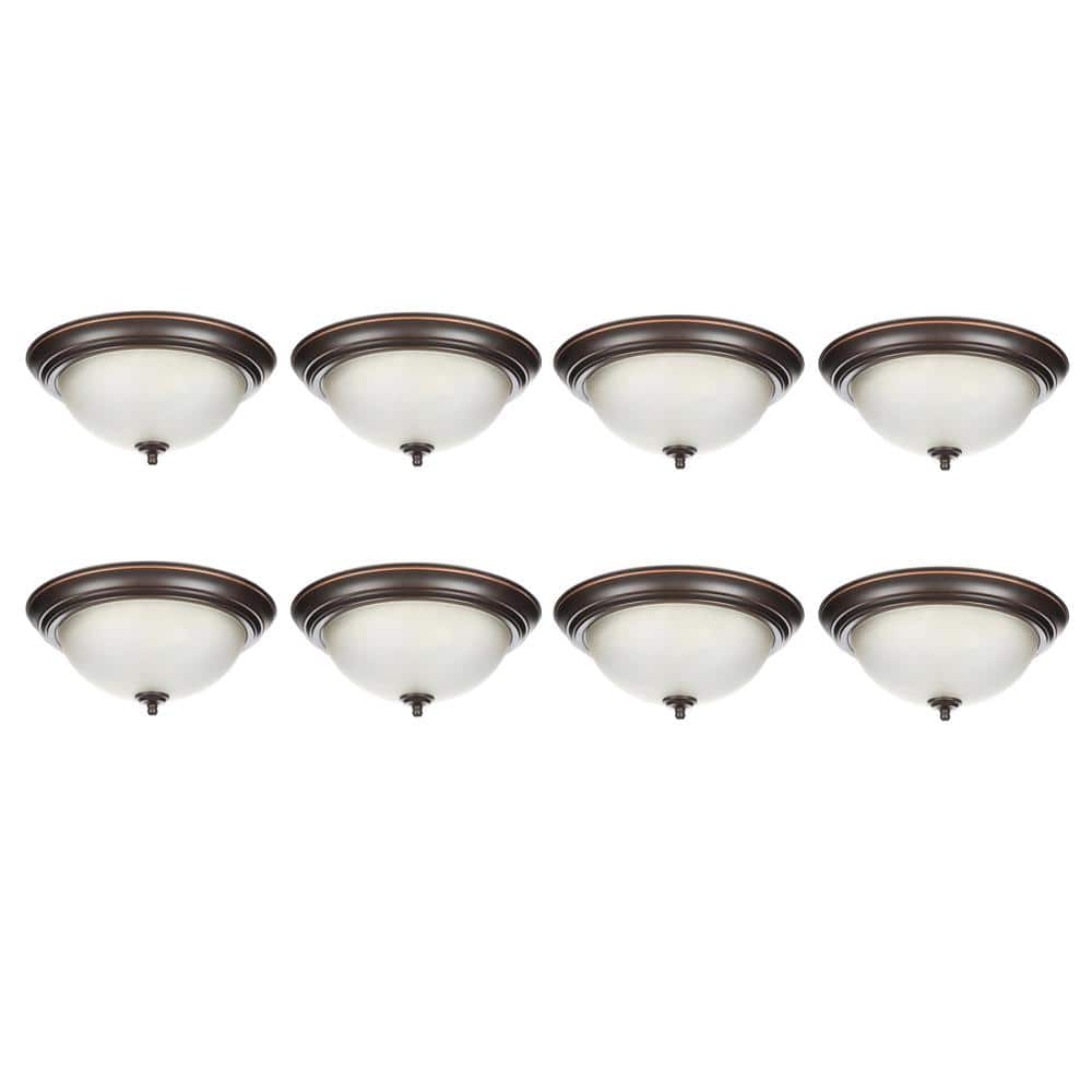 13 in. 2-Light White Flush Mount (8-Pack) - Hercitys