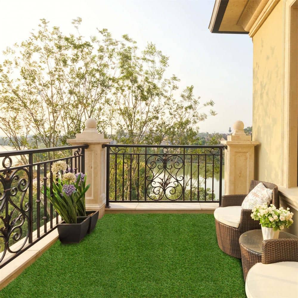 5 ft. x 8 ft. Green Artificial Grass Turf with Drainage Holes Nonslip Bottom 60 OZ Heavy - Hercitys