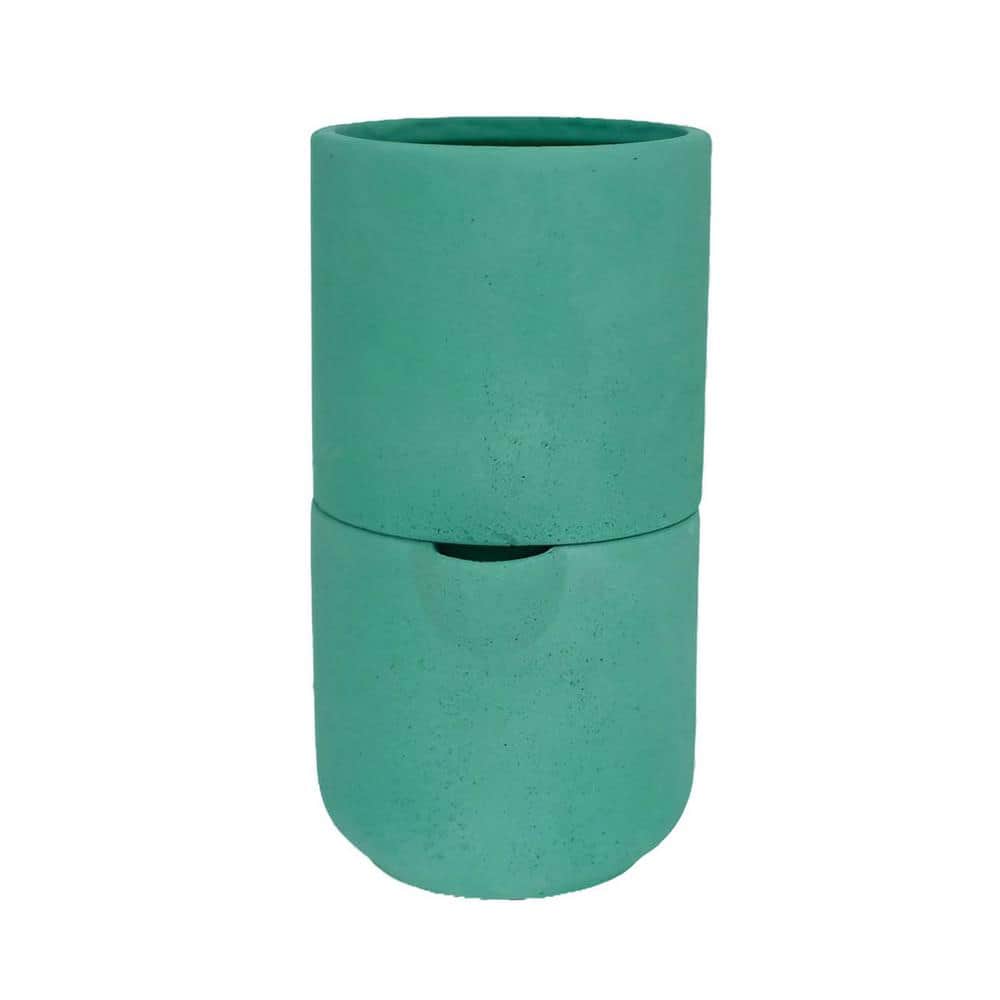 4.5 in dia  x 7 in H 2-Piece Stone Rounded Bottom Self Watering Decorative Pot in Green - Hercitys