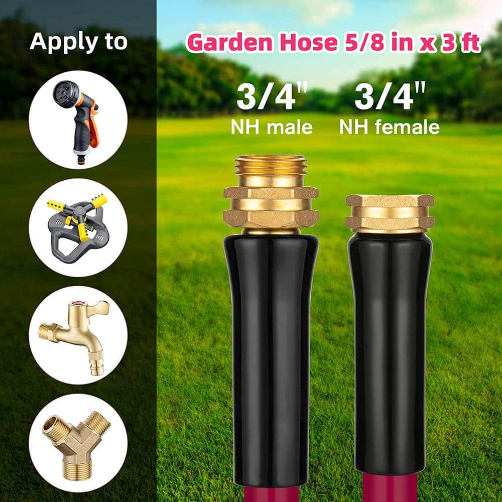 5/8 in. x 3 ft. Garden Hose, Heavy-Duty Durable Anti Kink Flexible Garden Water Hose - Hercitys