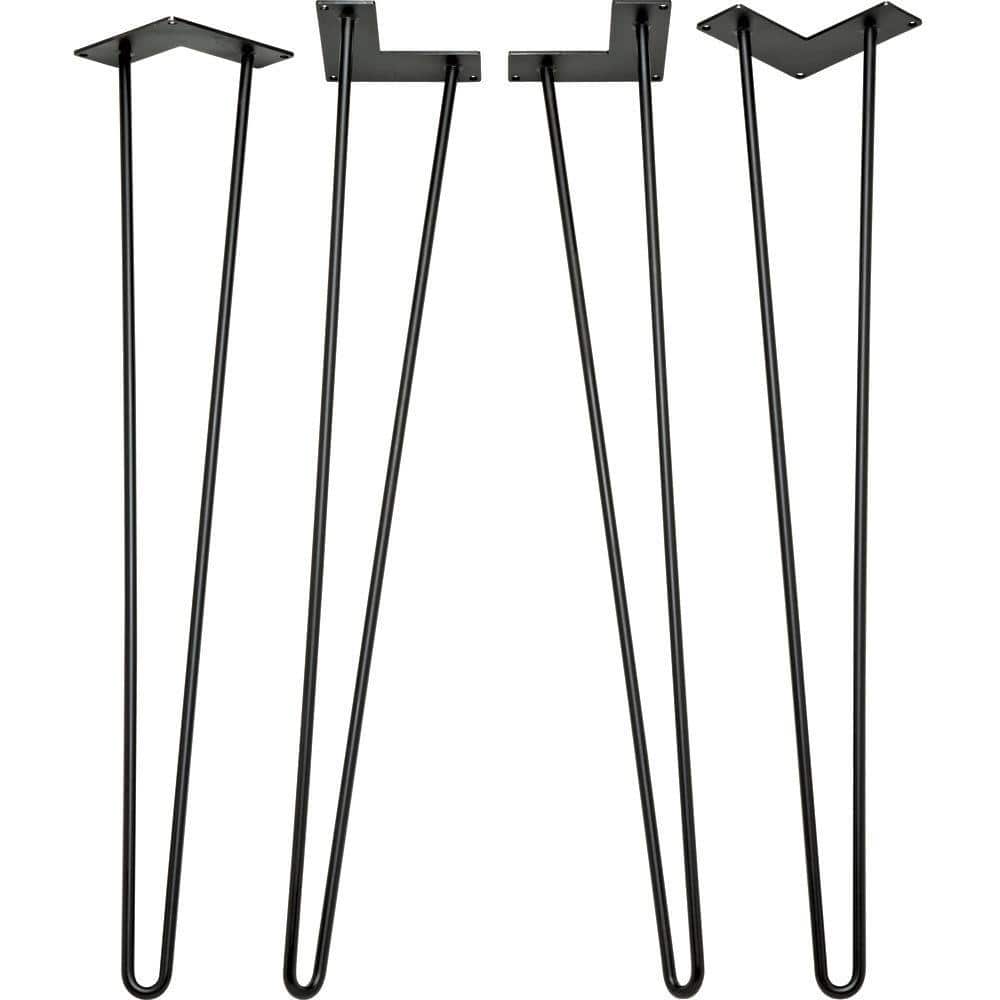 3/8 in. Dia. 28 in. Black Hairpin Legs (4-Pack) - Hercitys