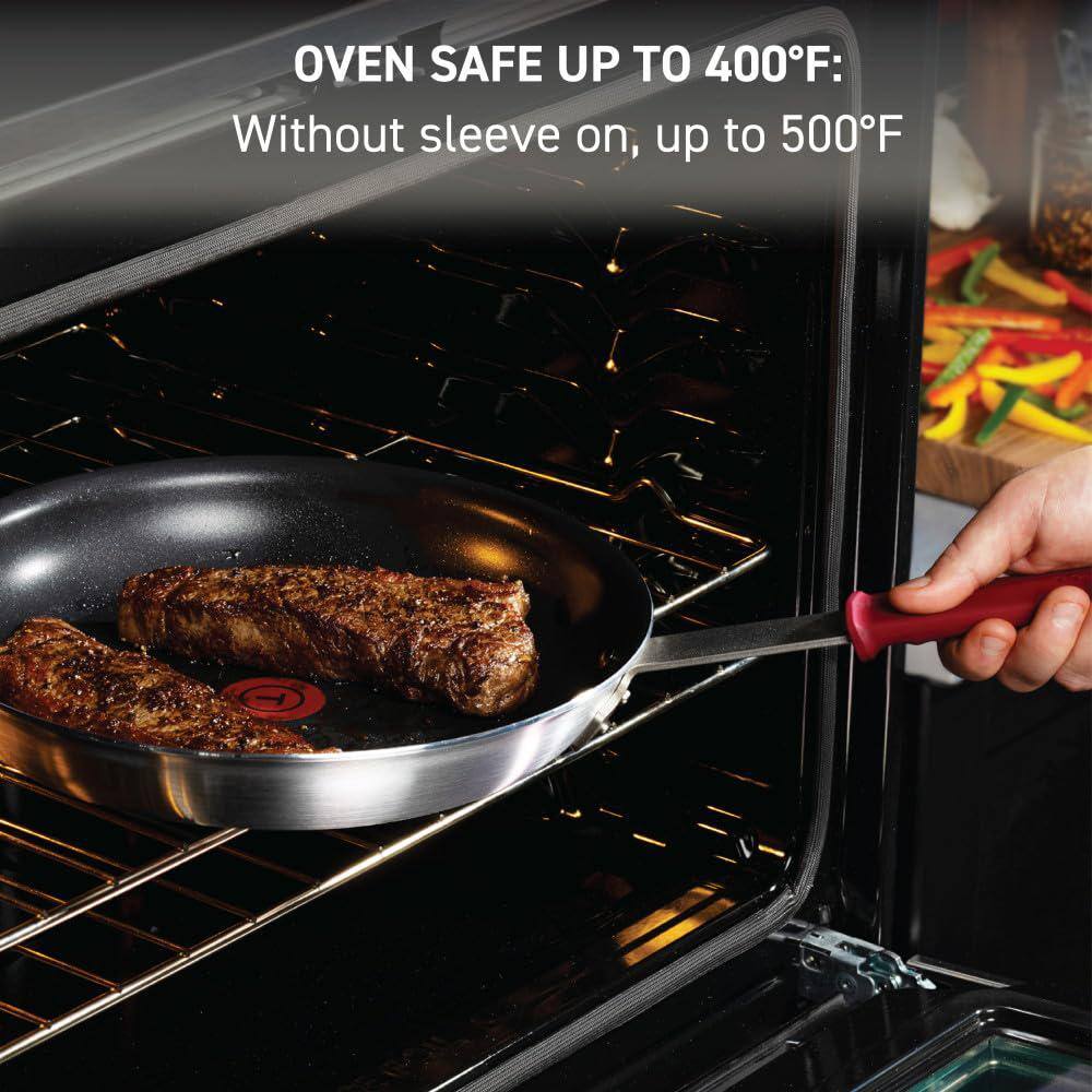 12 in. Aluminum Brushed Nonstick Frying Pan with Triple-riveted Stainless Steel Handle and Removable Silicone Sleeve - Hercitys