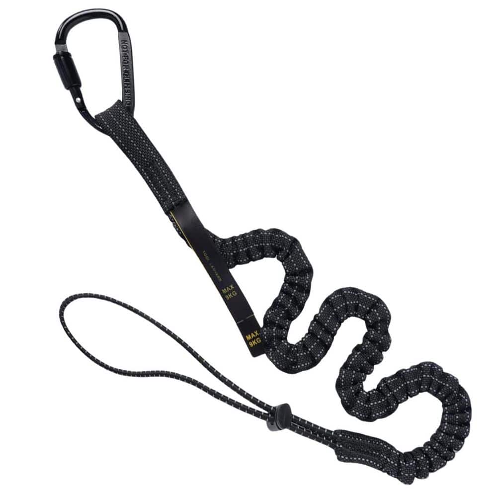 5-Pack Safety Tether Tool Lanyard Stretch Strap with Screw Lock Carabiner Clip Anti-Slip Absorbing Retractable Lifeline - Hercitys