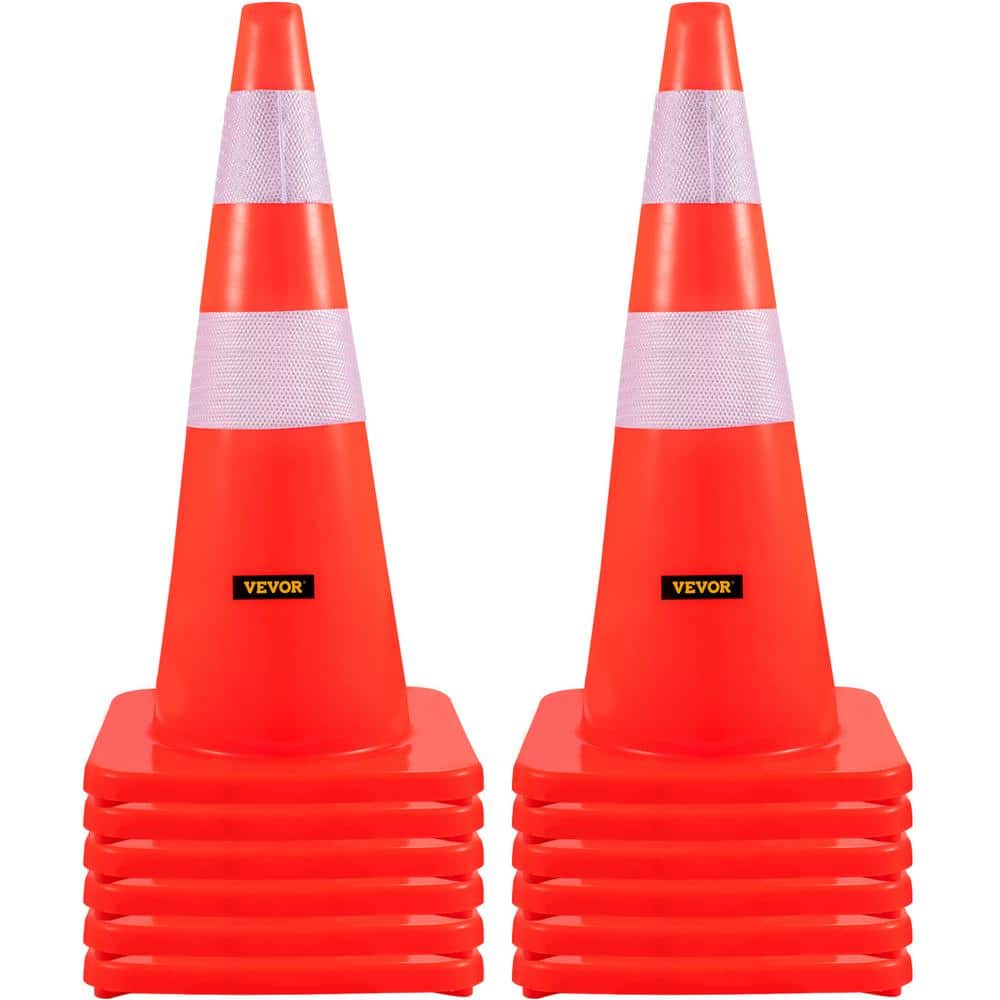 36 in. Traffic Cones PVC Orange Safety Cone with Reflective Collars and Weighted Base for Traffic Control (6-Pack) - Hercitys