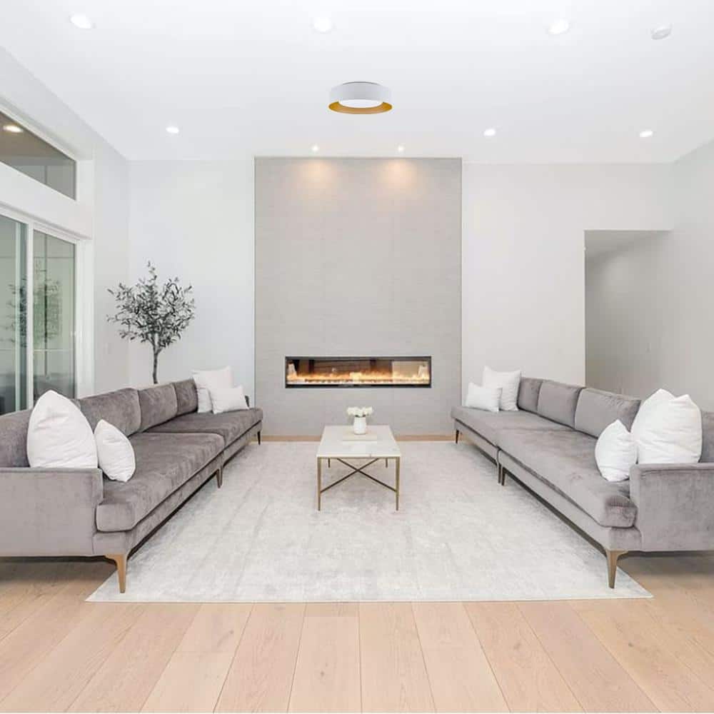 15.75 in. 3-Light White Flush Mount with Satin Opal Glass Shade and No Bulbs Included - Hercitys