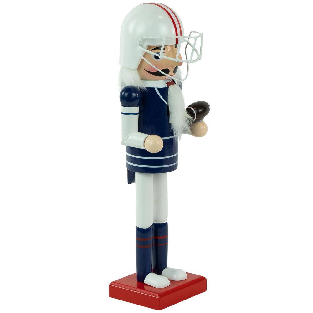 14 in. Red and White Wooden Christmas Nutcracker Football Player - Hercitys