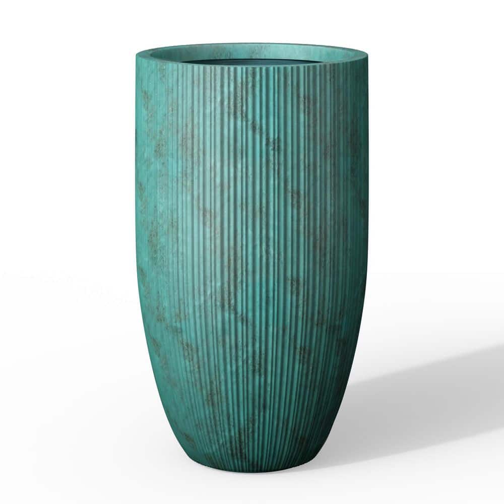 14 in. Large Muted Teal (Premium Inner) Concrete Round Planter / Pot with Drainage Holes - Hercitys
