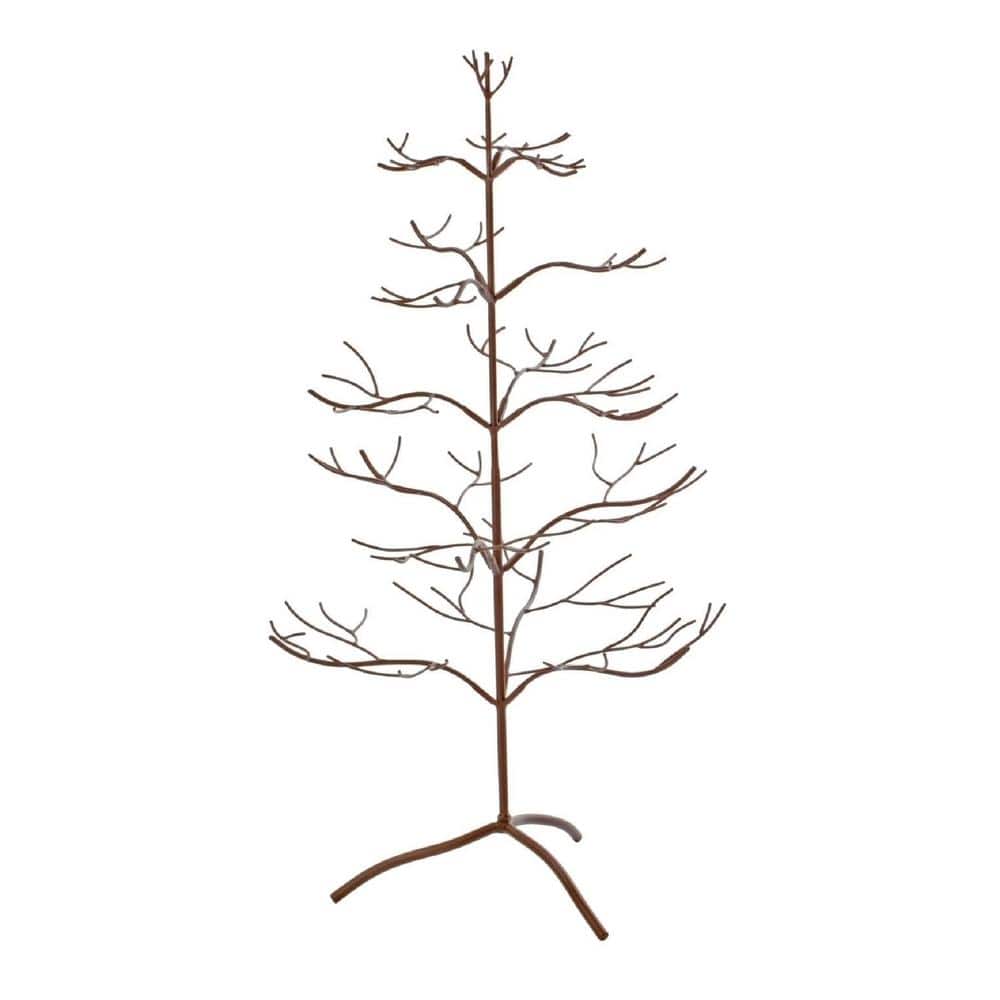 36 in. Brown Metal Ornament Tree with Hanging Branches - Hercitys