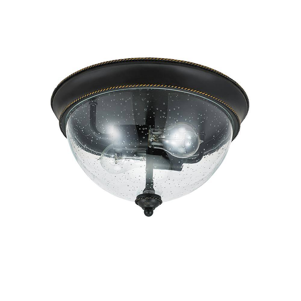 2-Light 13 in. Bronze Flush Mount Ceiling Light - Hercitys