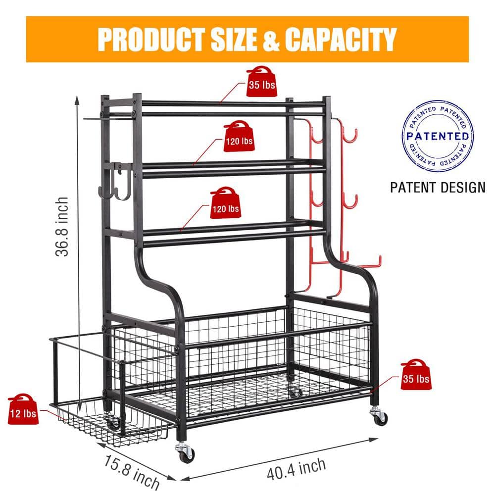 350 lbs. Weight Rack Capacity Sports Storage Rack Organization for Dumbbells Kettlebells Yoga Mat and Balls - Hercitys
