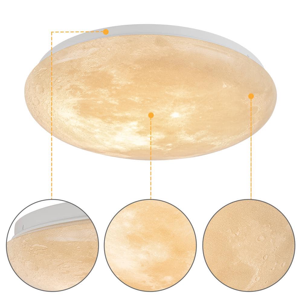 15 in. Dimmable Moon LED Flush Mount Ceiling Light - Hercitys