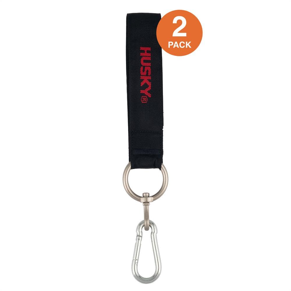 36 in. Heavy-Duty Hanging Carabiner Strap Zinc-Plated Steel with Quick-Release Hook and Loop Fastening in Black (2-Pack) - Hercitys