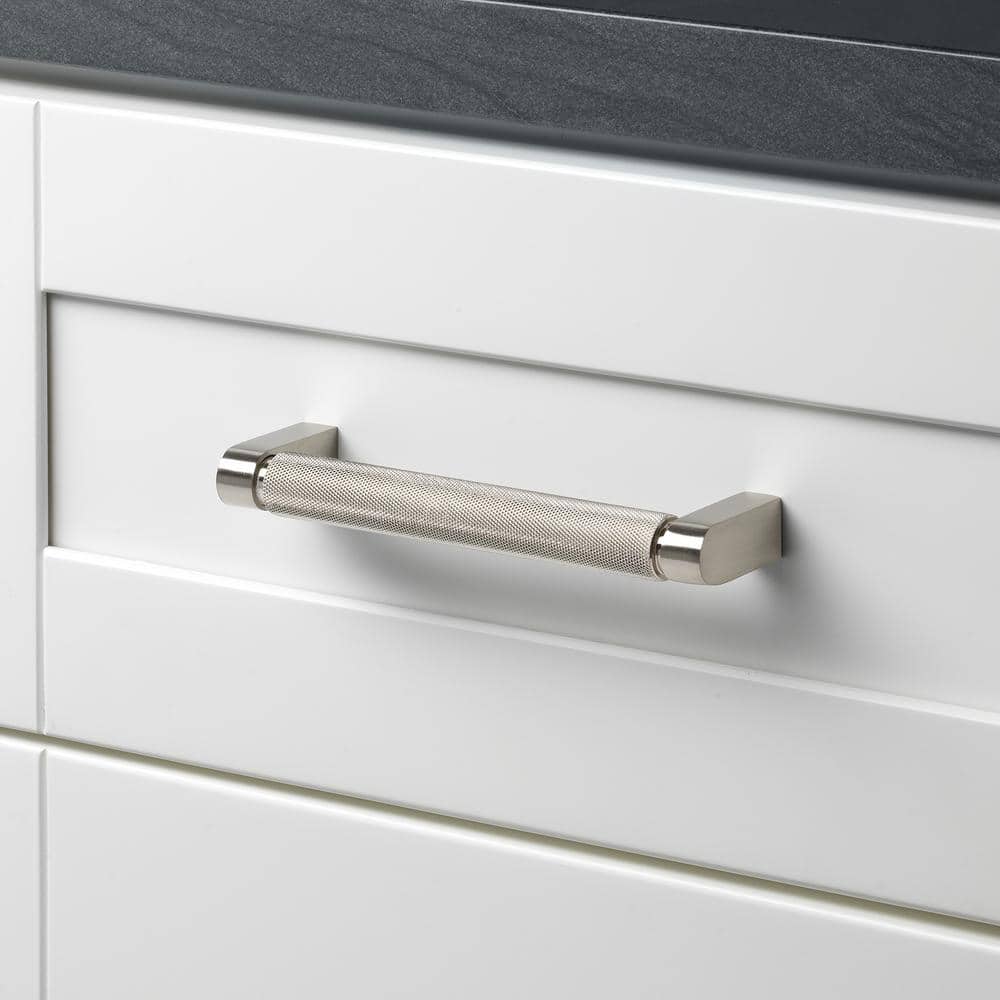 5 in. Screw Spacing Satin Nickel Solid Knurled Cabinet Drawer Bar Pulls (10-Pack) - Hercitys