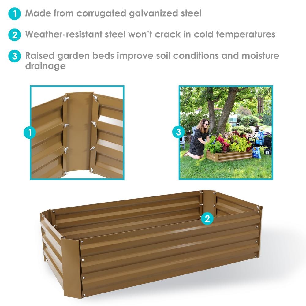 48 in. Brown Rectangular Galvanized Steel Raised Beds (2-Pack) - Hercitys
