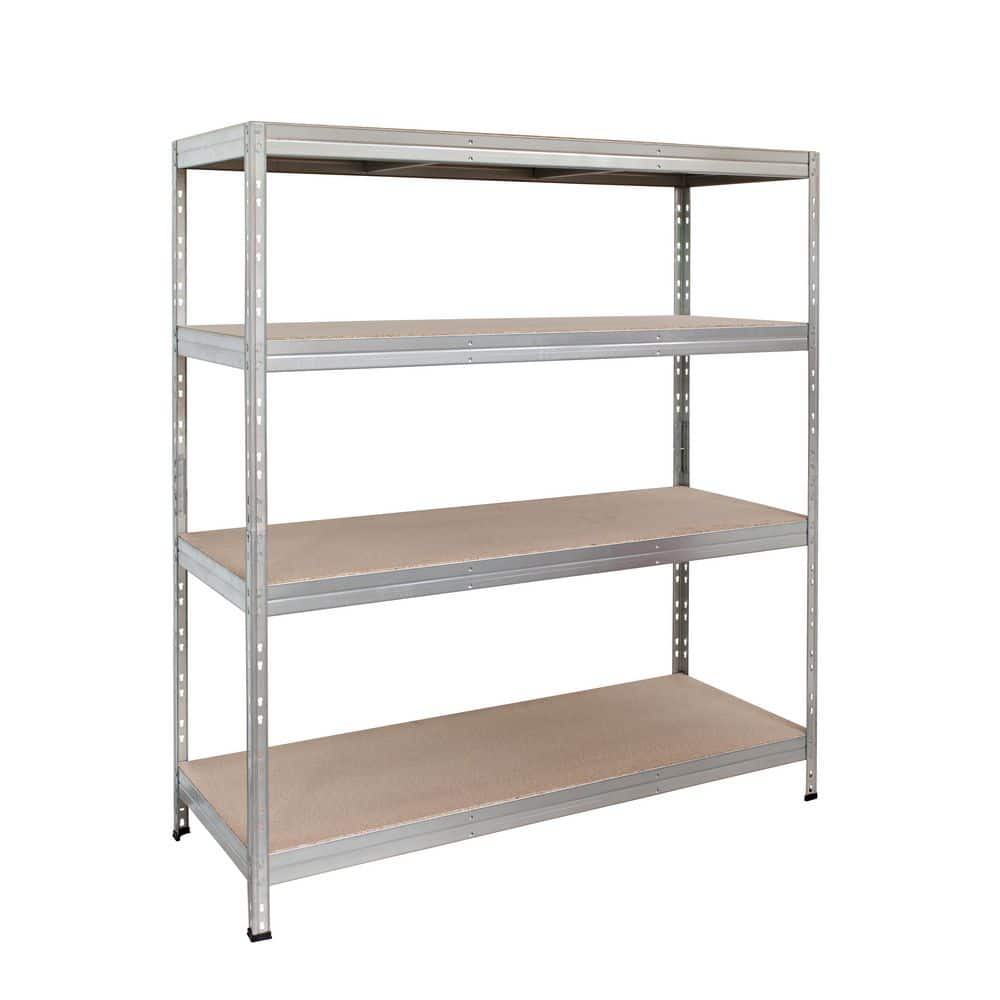 4-Tier Galvanized Steel Garage Storage Shelving Unit in Silver with HDF Racks (60 in. W x 71 in. H x 18 in. D) - Hercitys